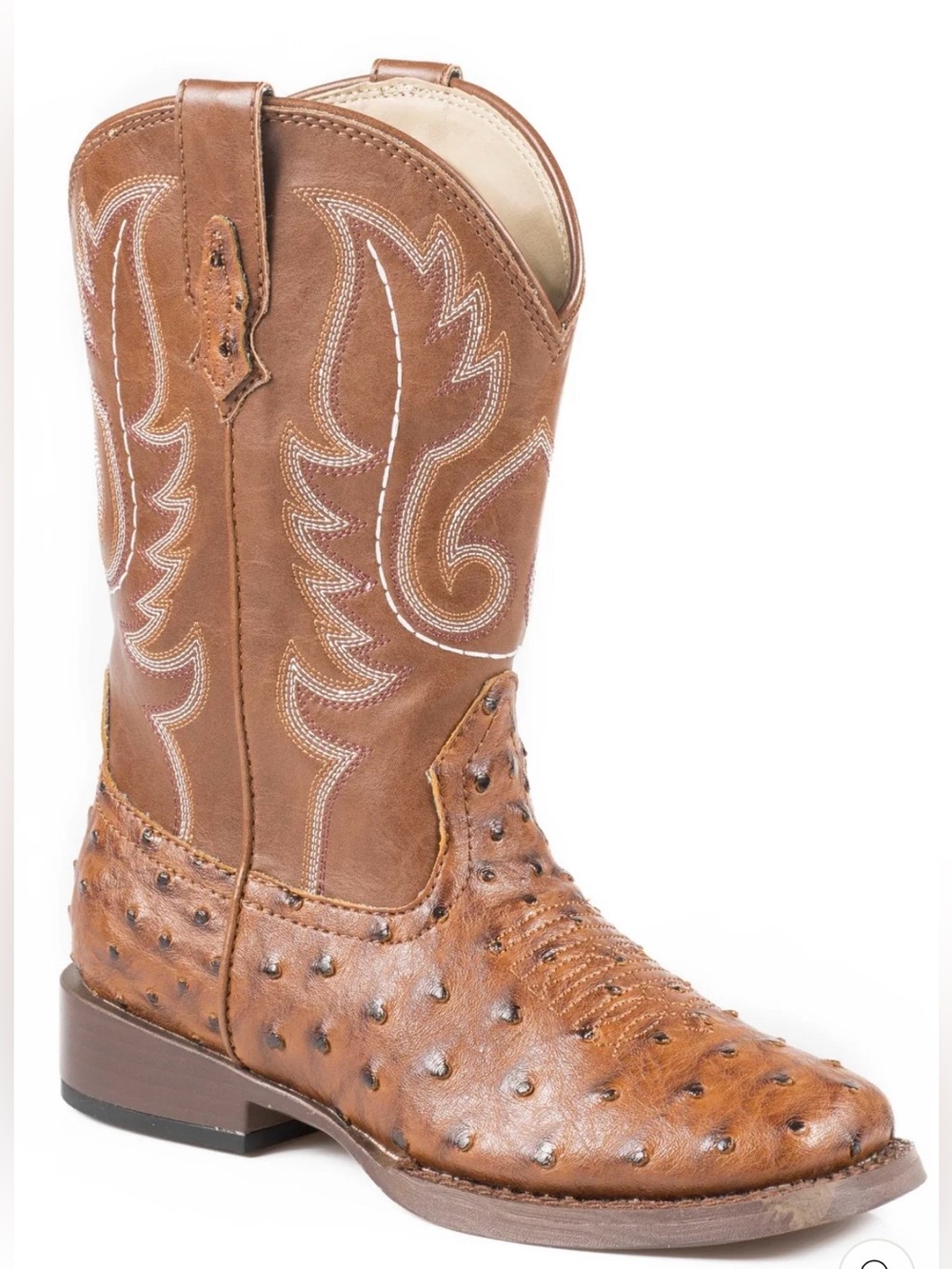 Roper Bumps Faux Ostrich Western Cowboy Boots Little Kids Size 11 Brown